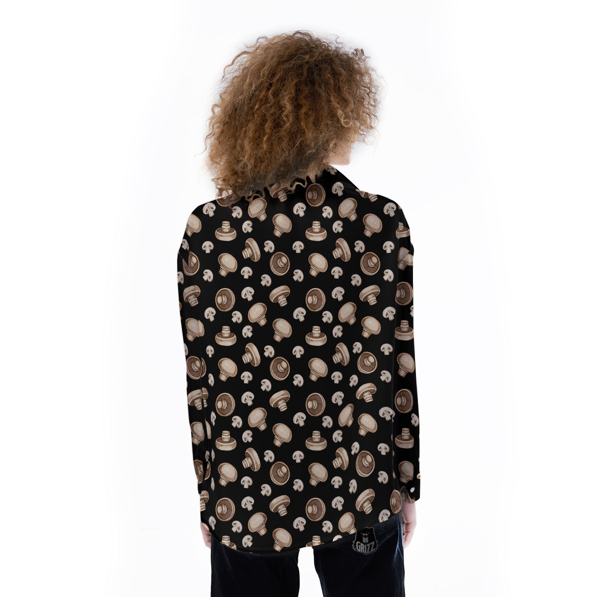 Mushroom Champignon Print Pattern Women's Long Sleeve Shirts-grizzshop