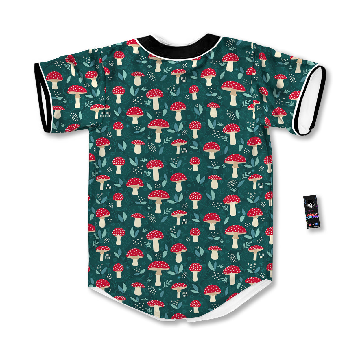 Mushroom Cute Print Pattern Baseball Jersey-grizzshop