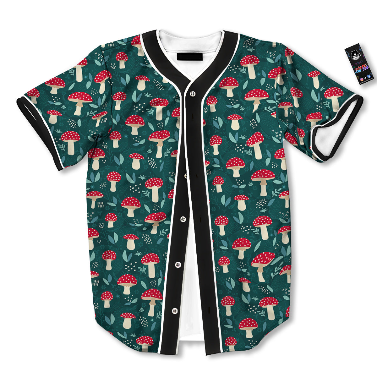 Mushroom Cute Print Pattern Baseball Jersey-grizzshop