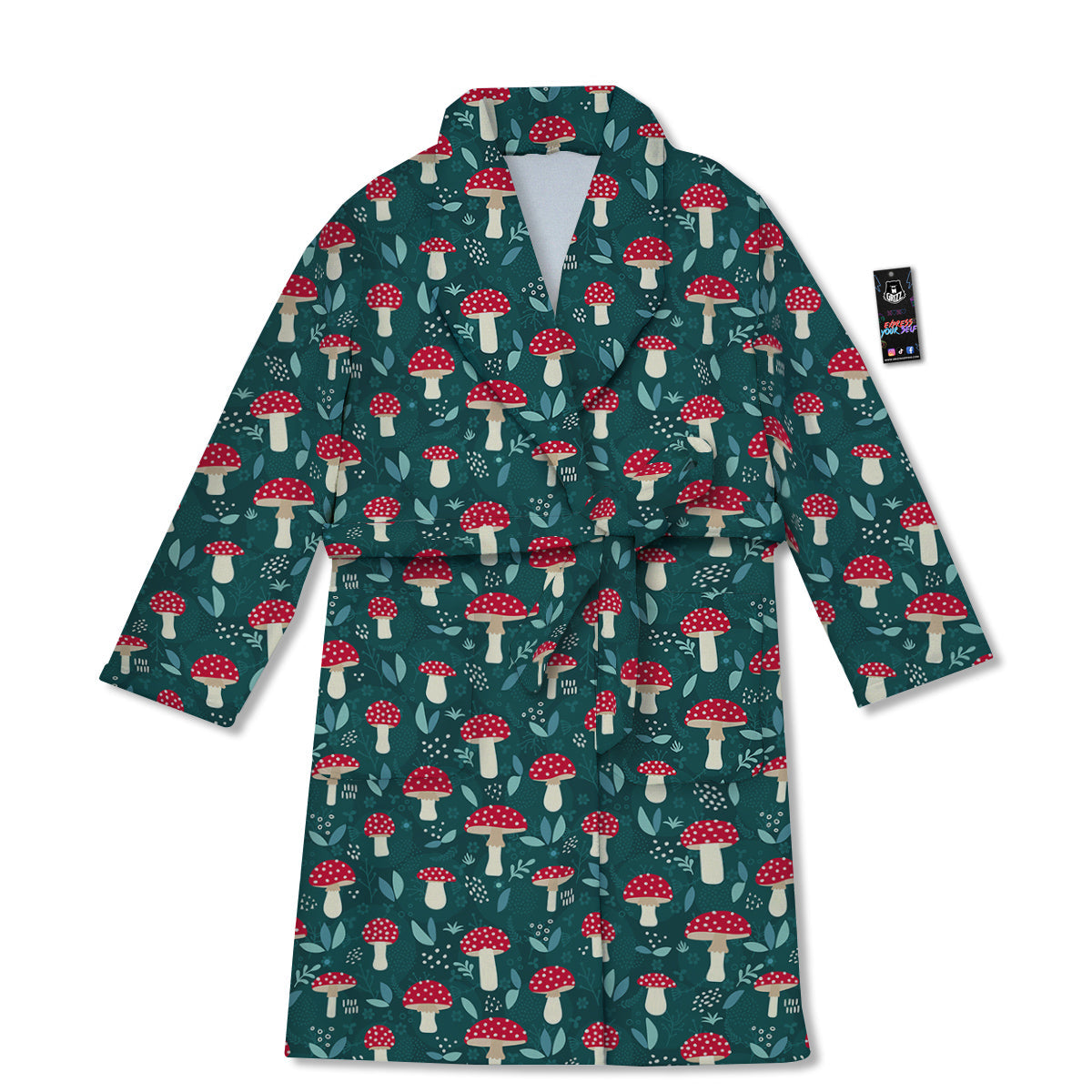 Mushroom Cute Print Pattern Bathrobe-grizzshop