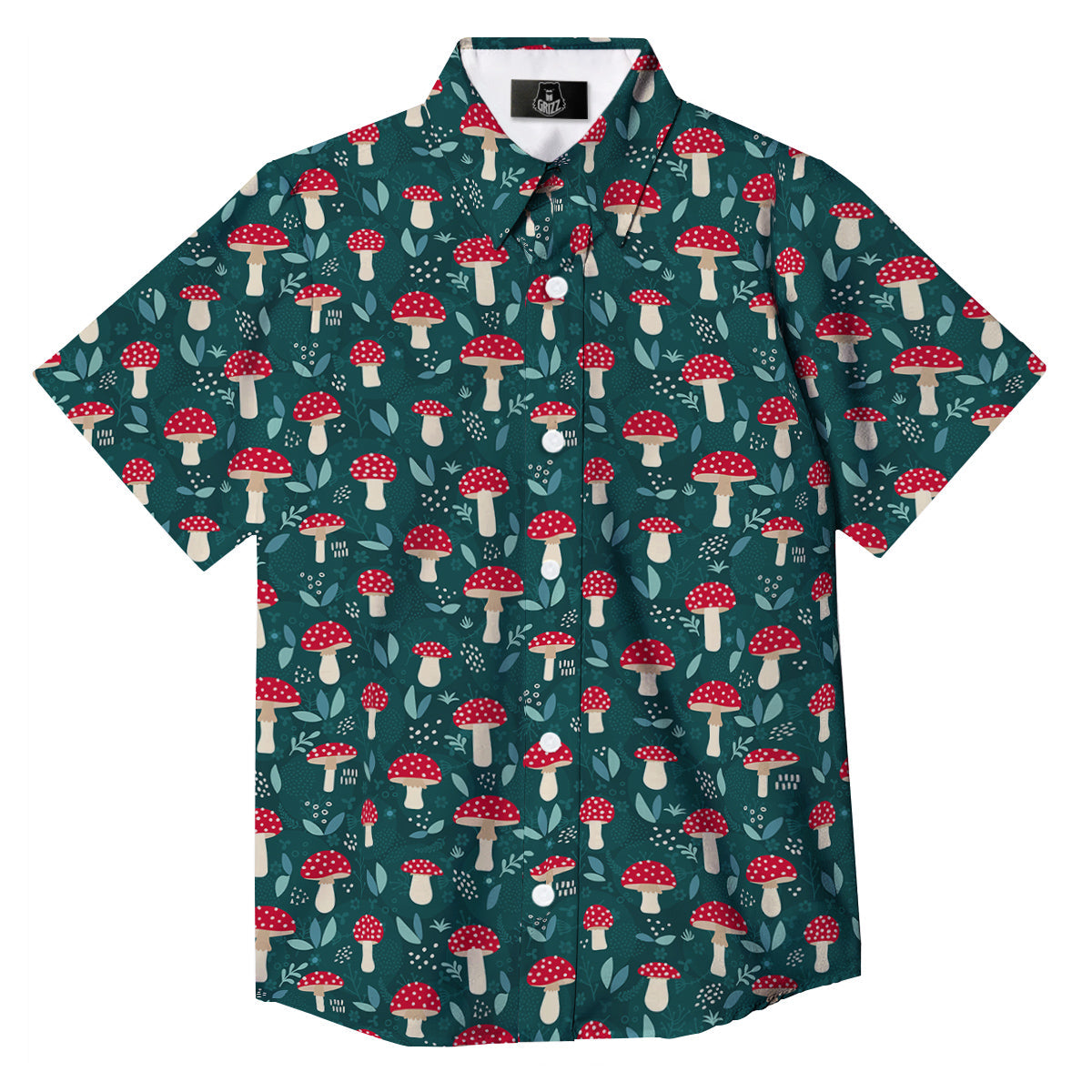 Mushroom Cute Print Pattern Button Up Shirt-grizzshop