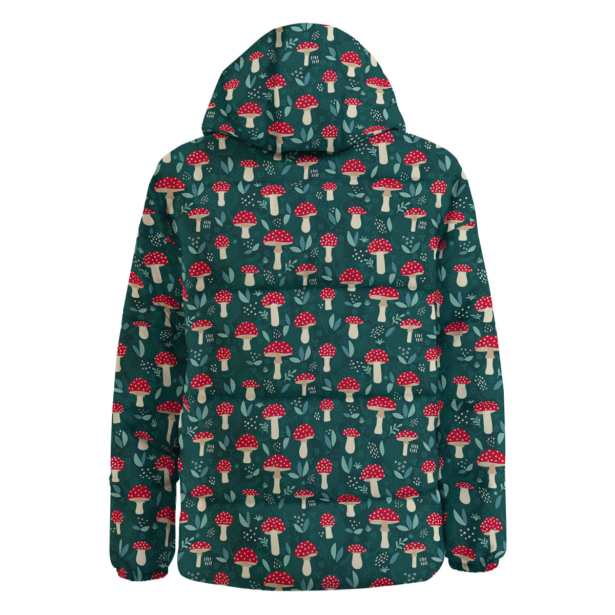 Mushroom Cute Print Pattern Down Jacket-grizzshop