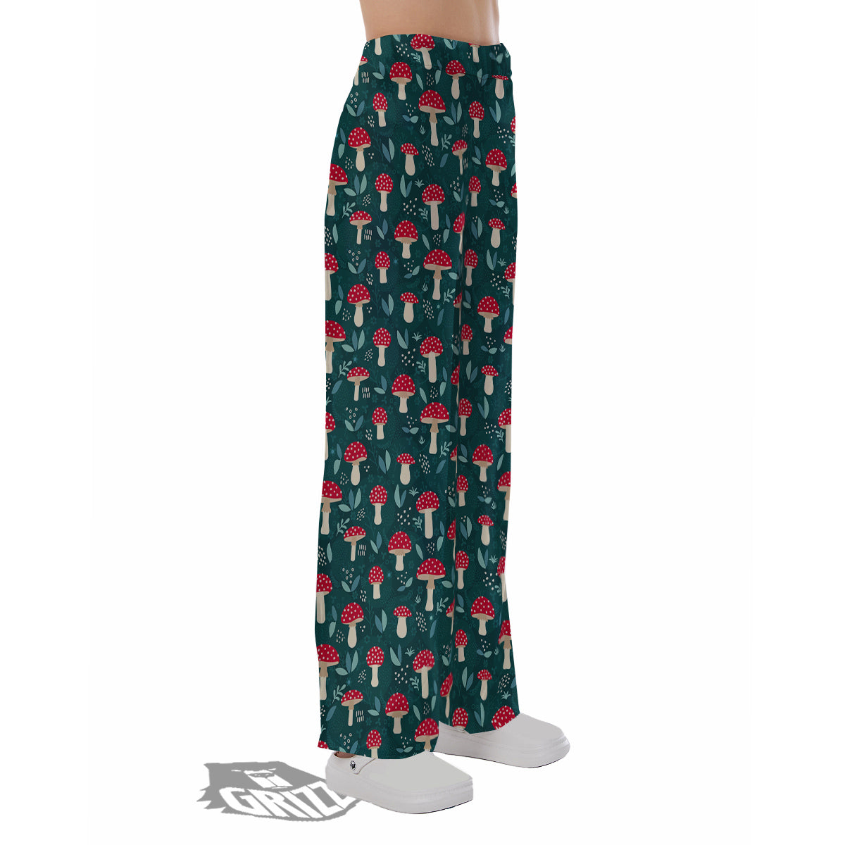 Mushroom Cute Print Pattern Pajama Pants-grizzshop