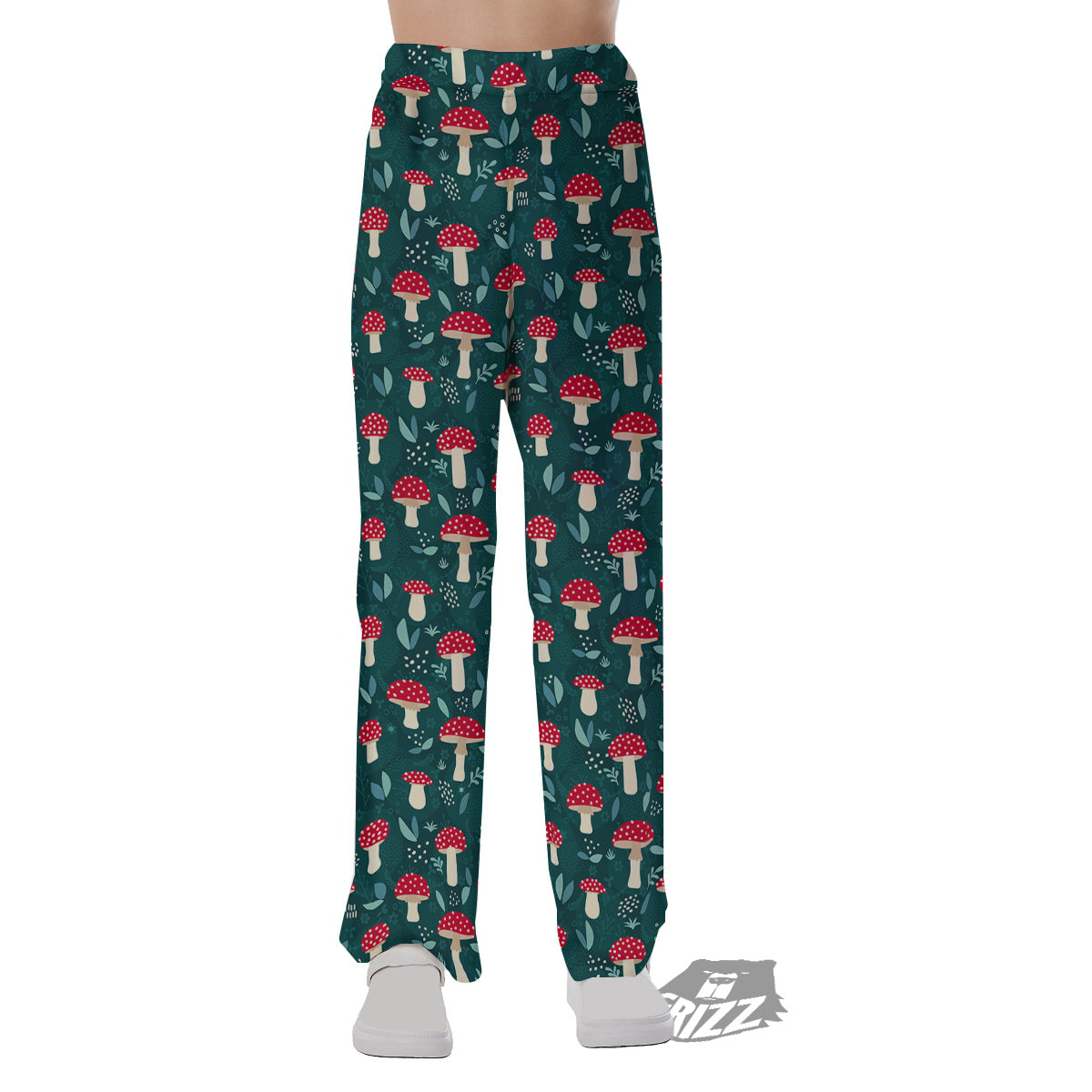 Mushroom Cute Print Pattern Pajama Pants-grizzshop