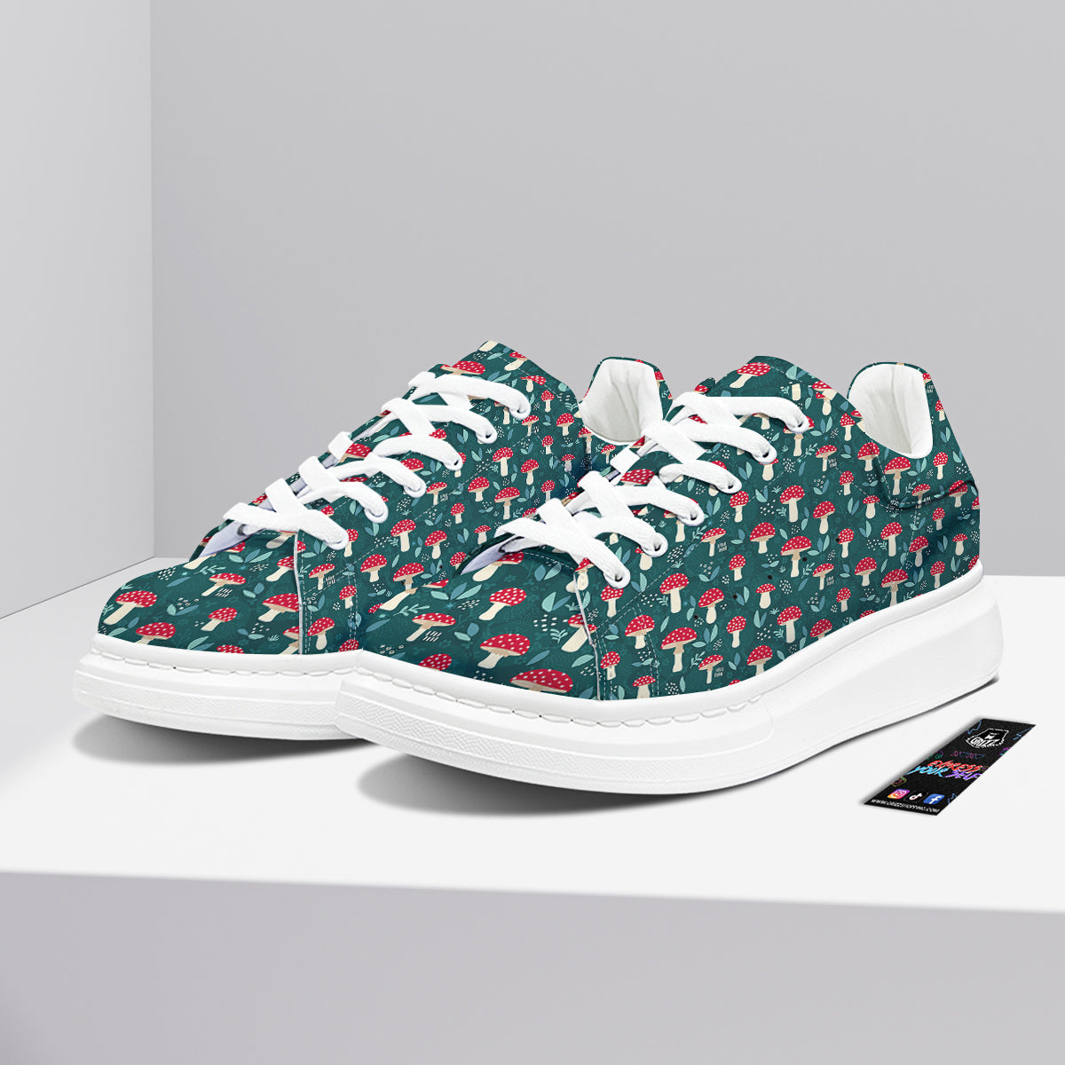 Mushroom Cute Print Pattern Platform Shoes-grizzshop