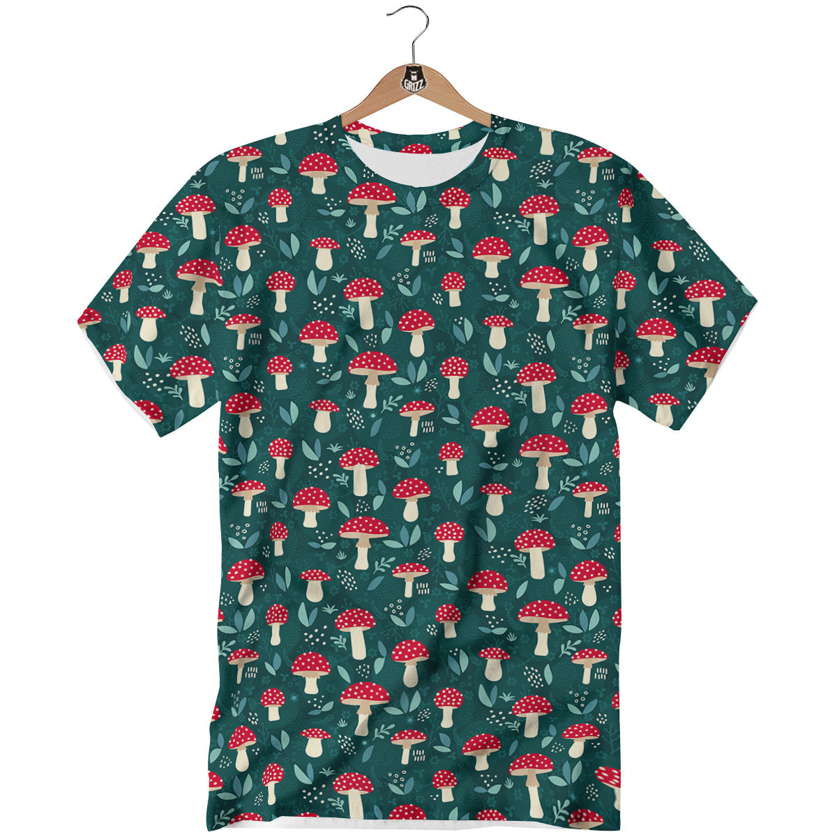 Mushroom Cute Print Pattern T-Shirt-grizzshop