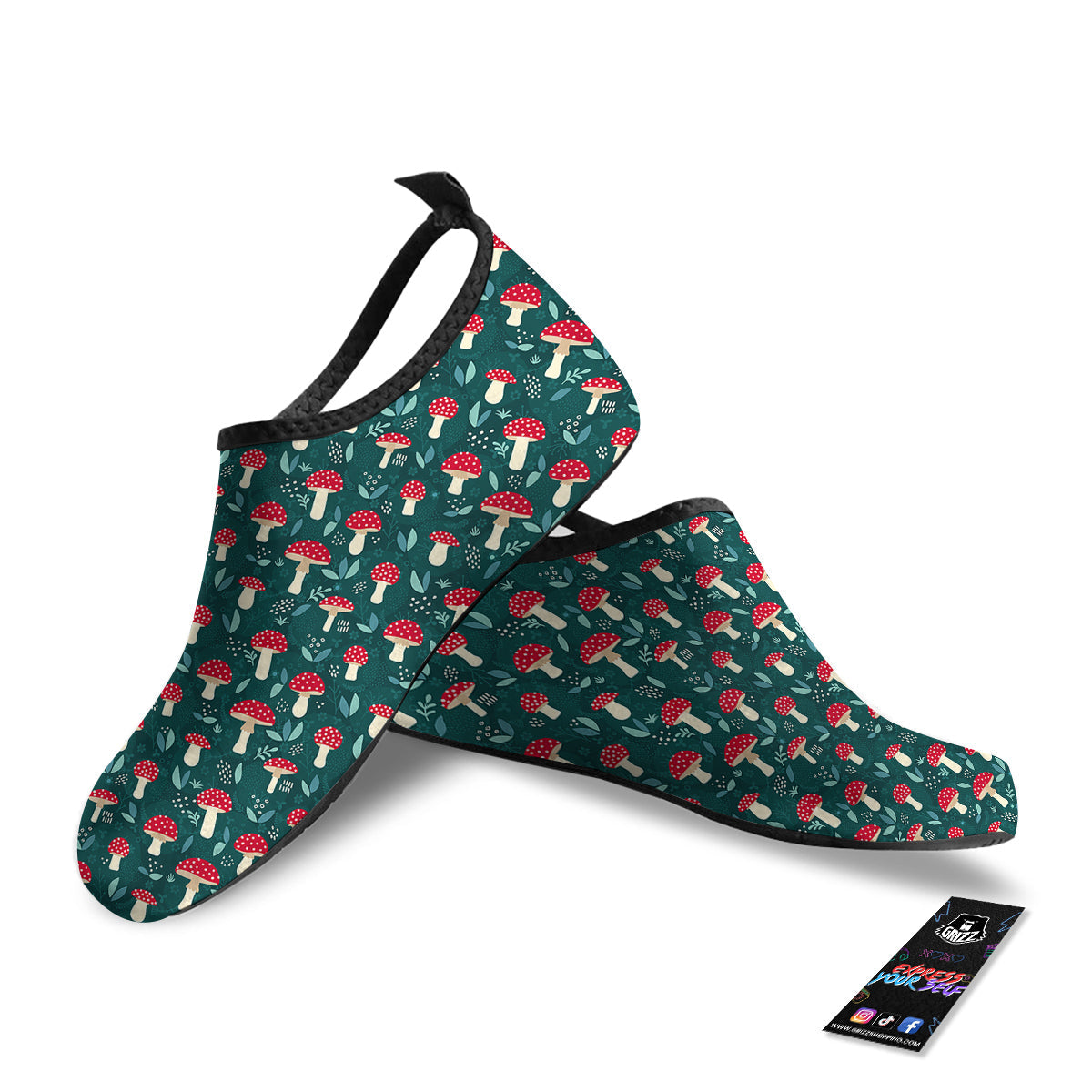 Mushroom Cute Print Pattern Water Shoes-grizzshop