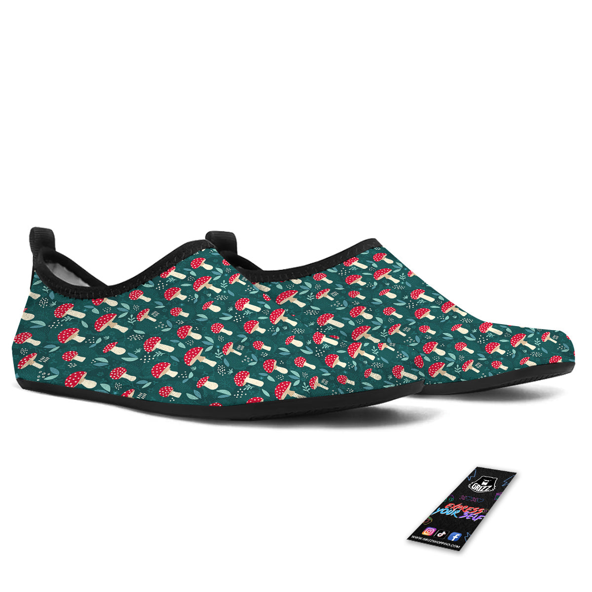 Mushroom Cute Print Pattern Water Shoes-grizzshop