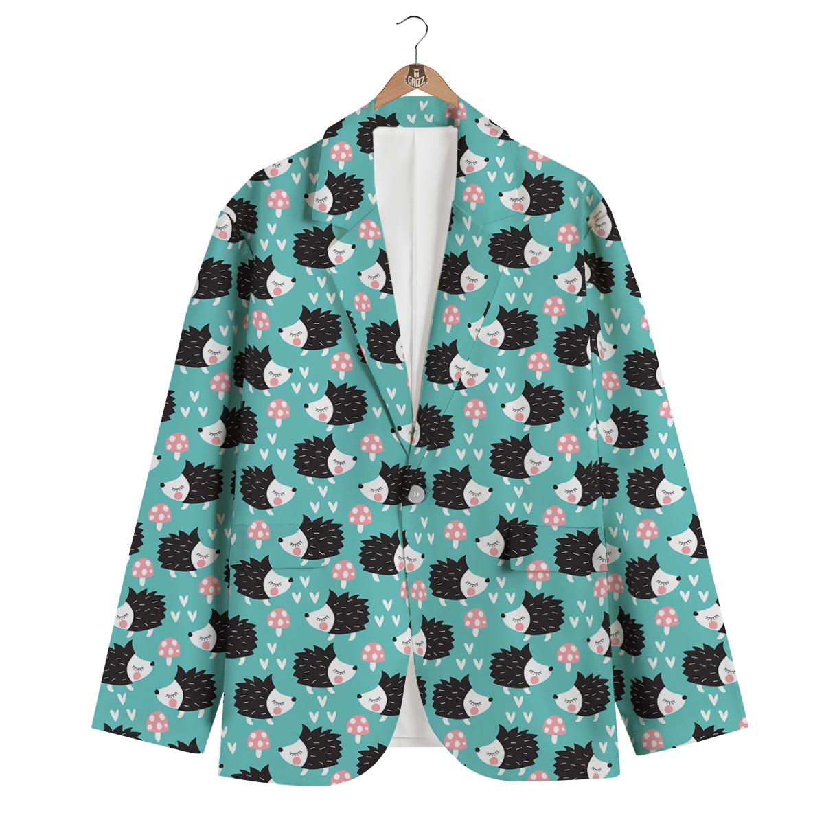 Mushroom Hedgehogs Men's Blazer-grizzshop
