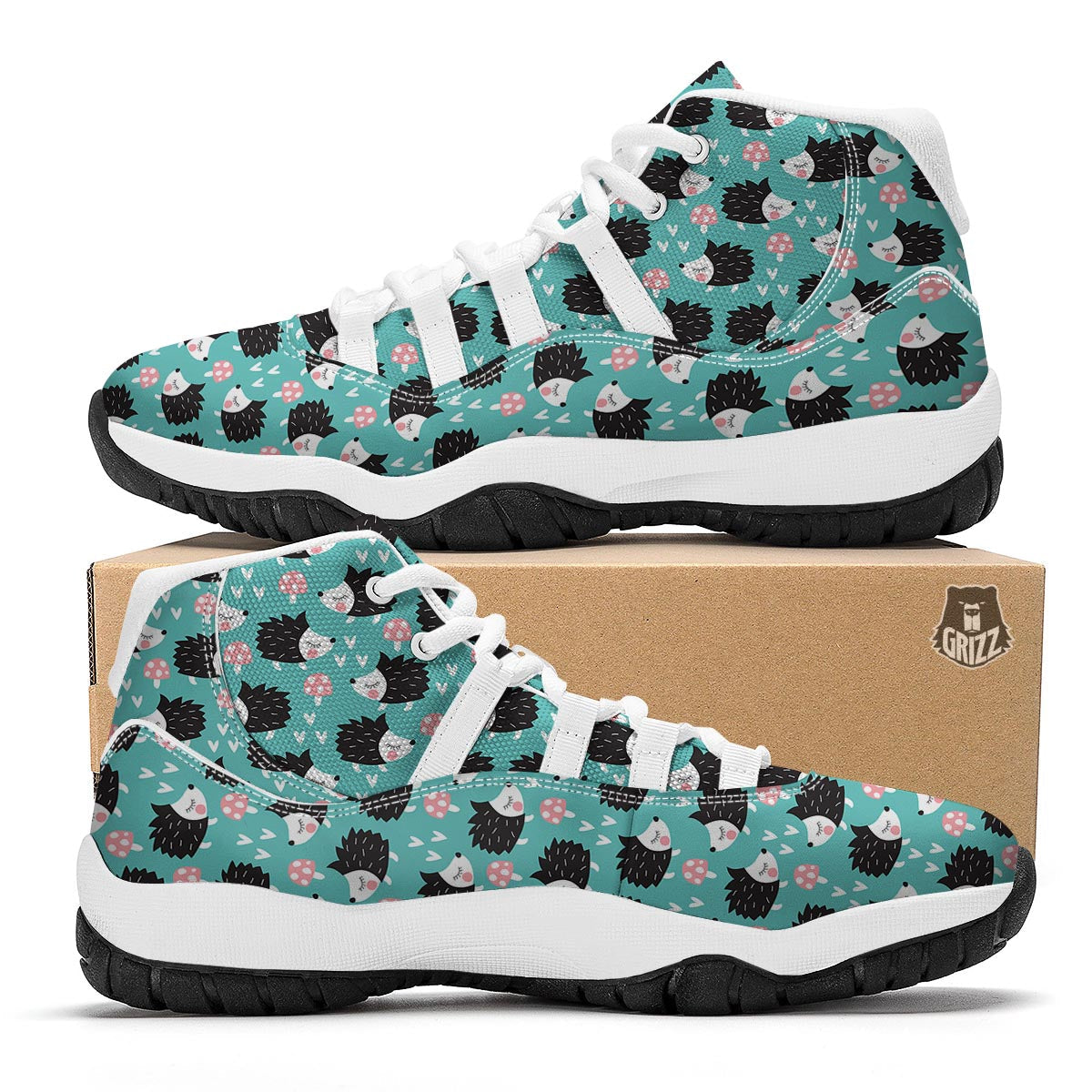 Mushroom Hedgehogs White Bball Shoes-grizzshop