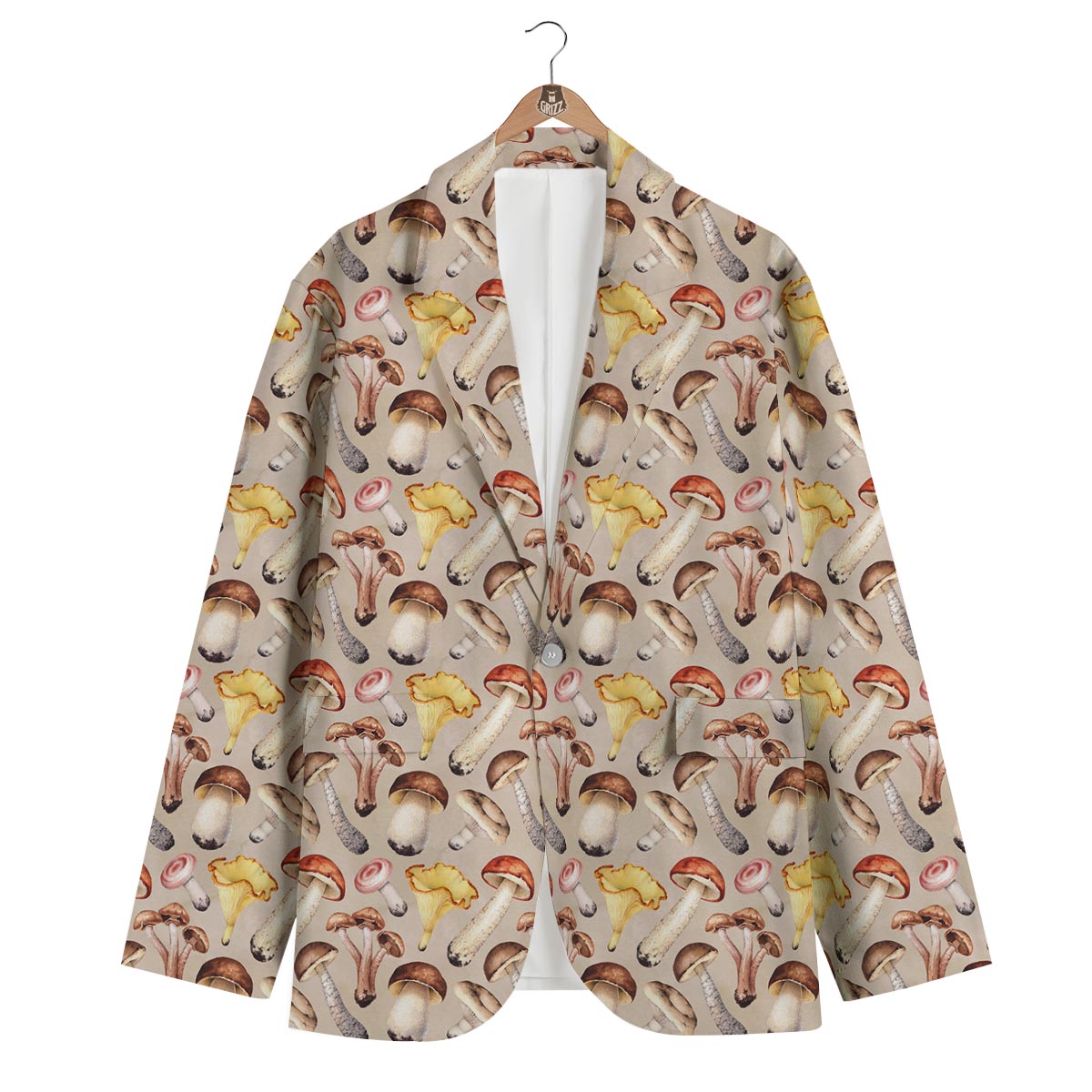 Mushroom Pattern Print Men's Blazer-grizzshop