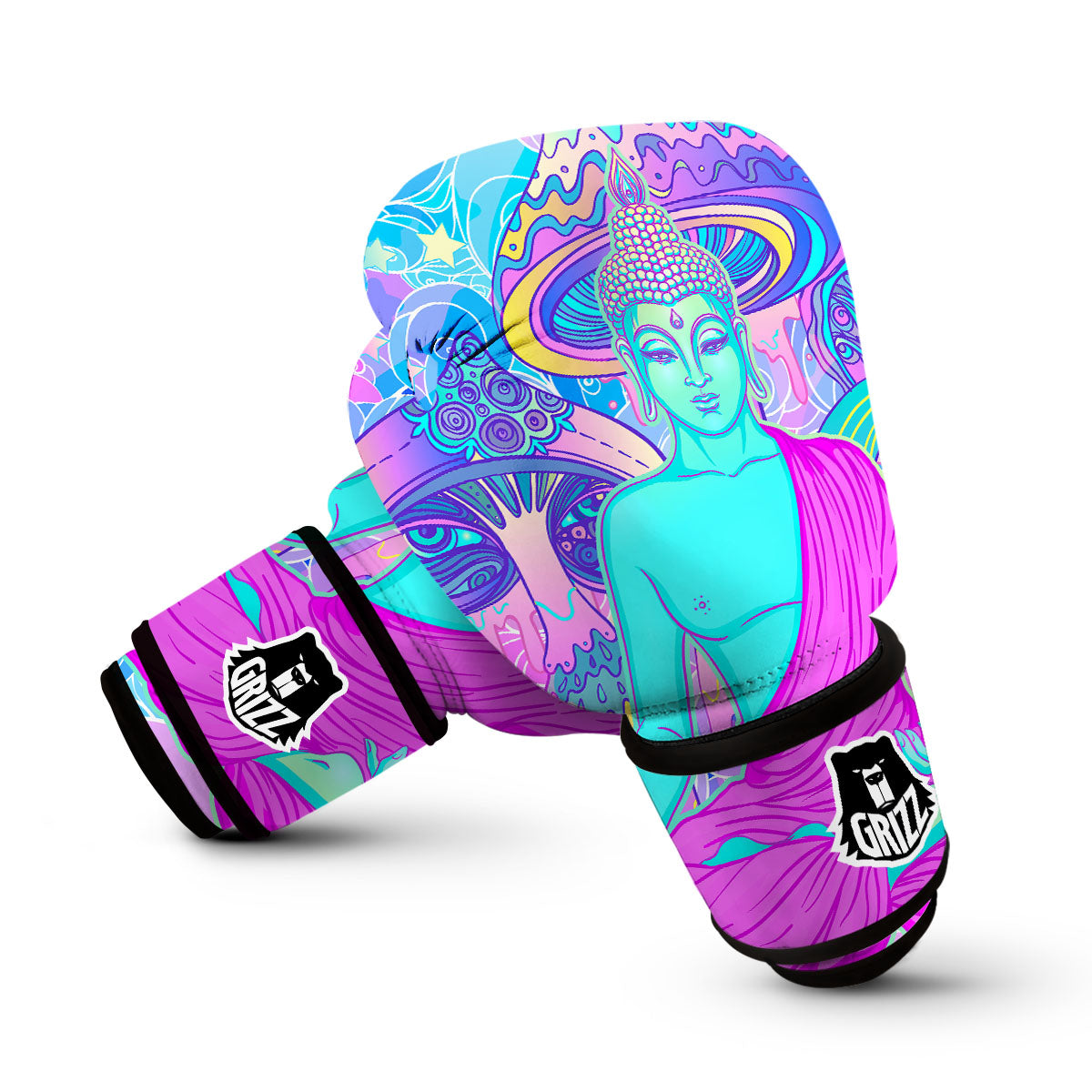 Mushroom Psychedelic Buddha Boxing Gloves-grizzshop