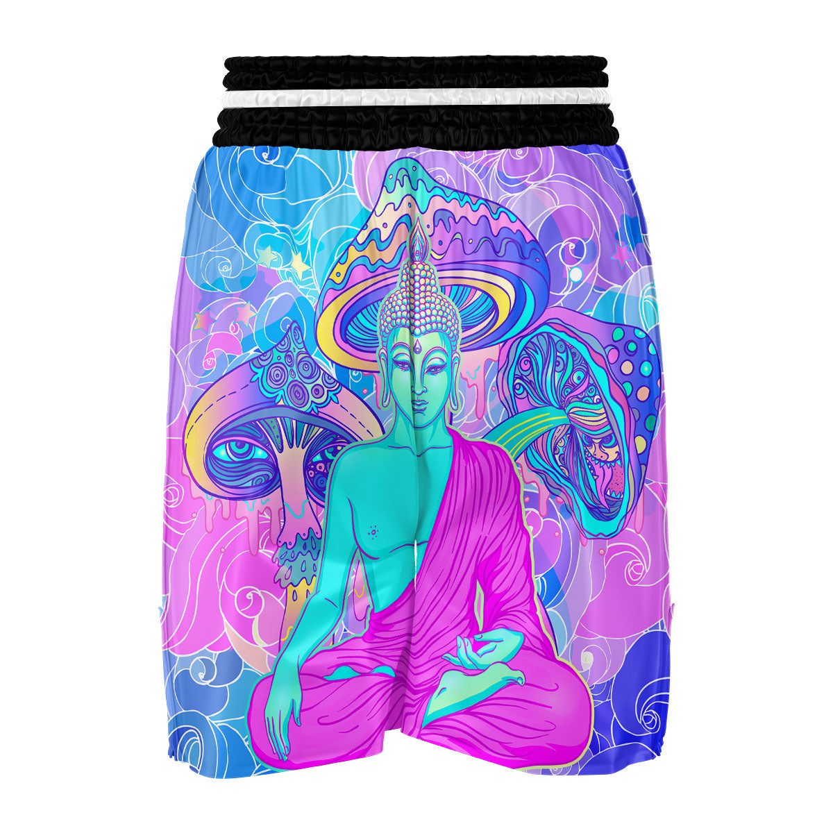 Mushroom Psychedelic Buddha Boxing Shorts-grizzshop