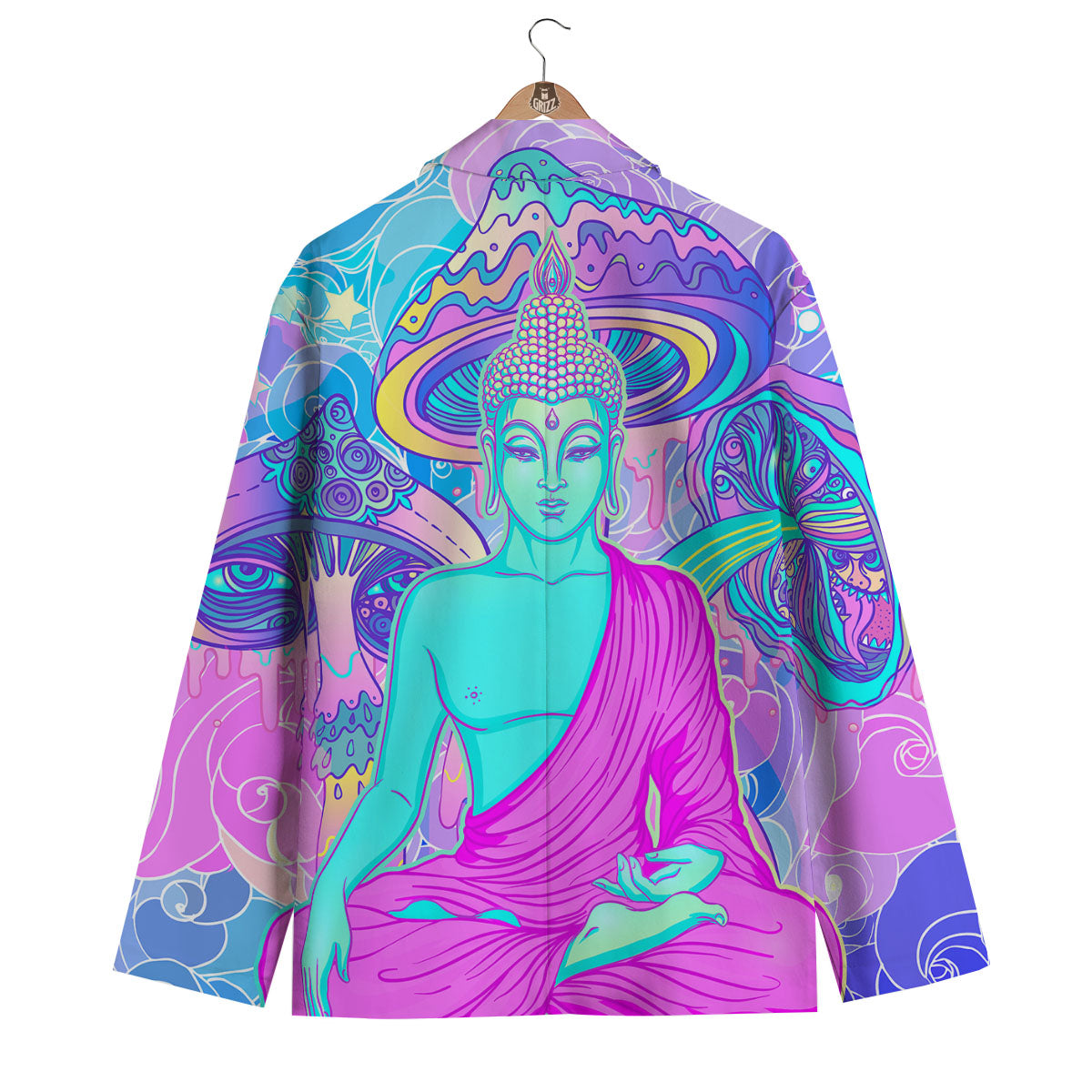 Mushroom Psychedelic Buddha Men's Blazer-grizzshop