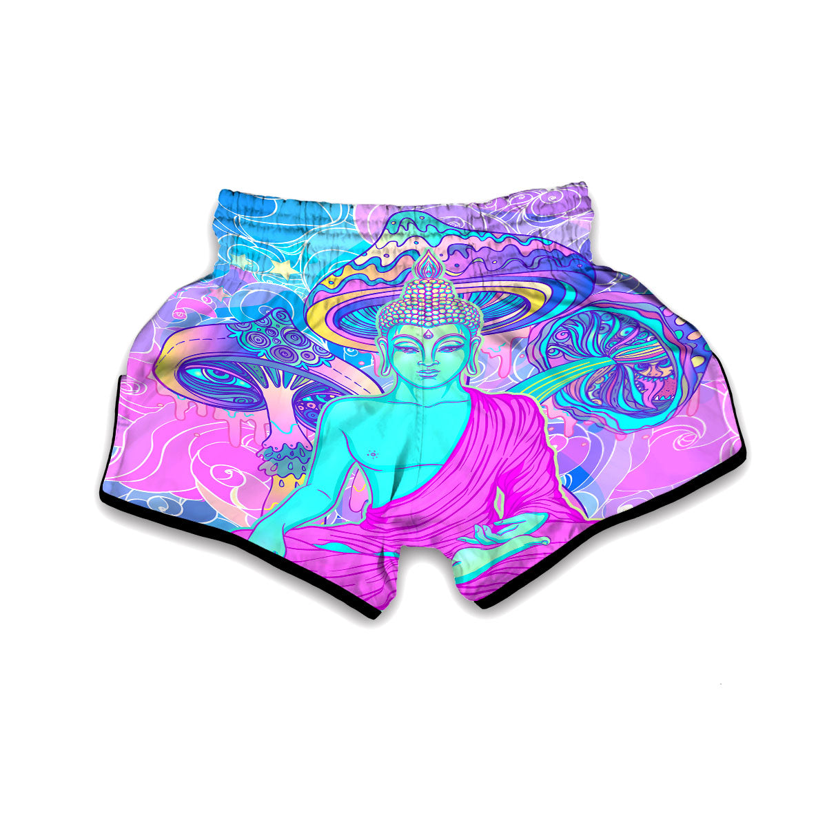 Mushroom Psychedelic Buddha Muay Thai Boxing Shorts-grizzshop