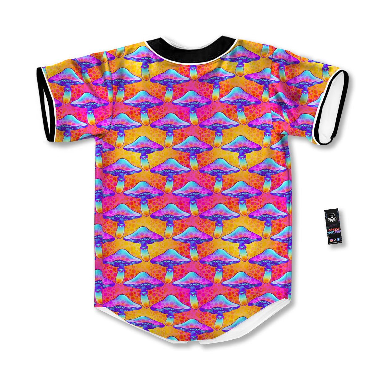 Mushroom Psychedelic Hippie Print Pattern Baseball Jersey-grizzshop