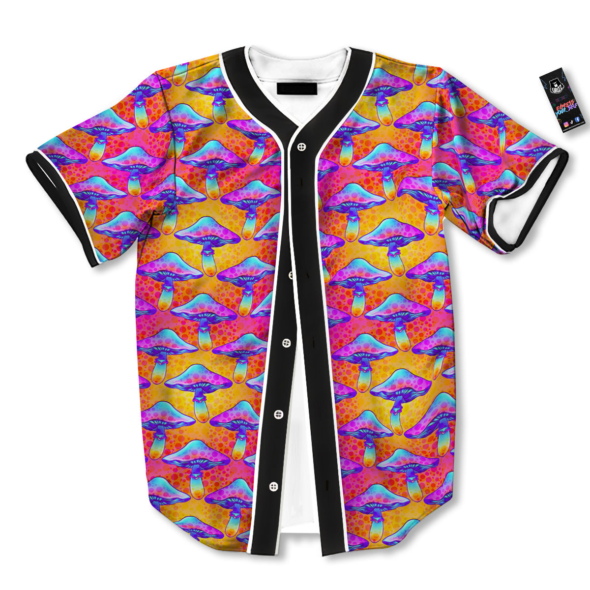Mushroom Psychedelic Hippie Print Pattern Baseball Jersey-grizzshop
