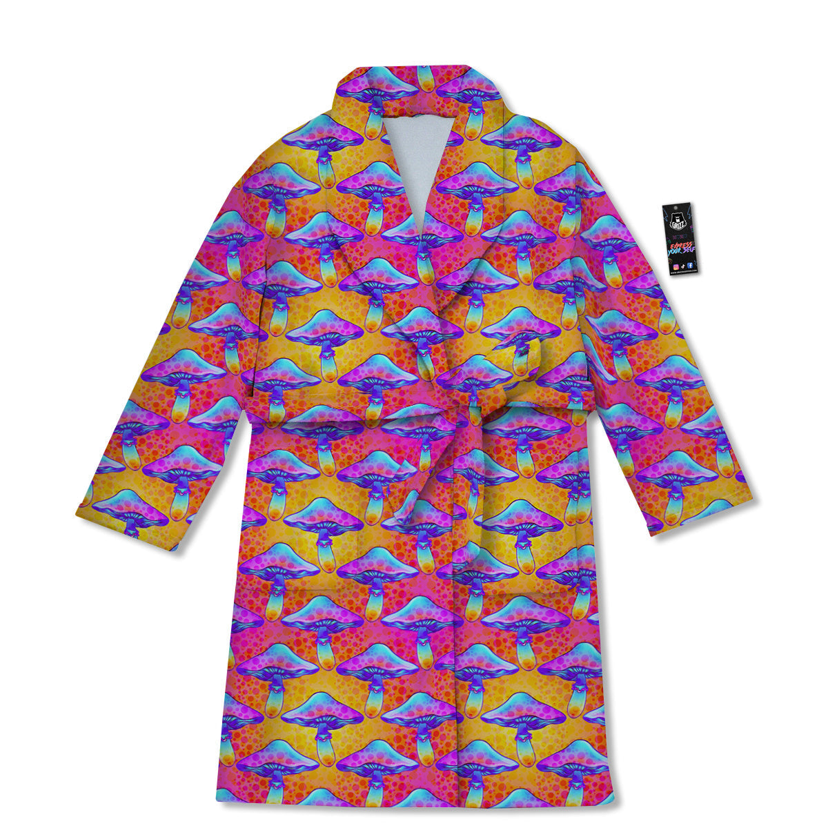 Mushroom Psychedelic Hippie Print Pattern Bathrobe-grizzshop