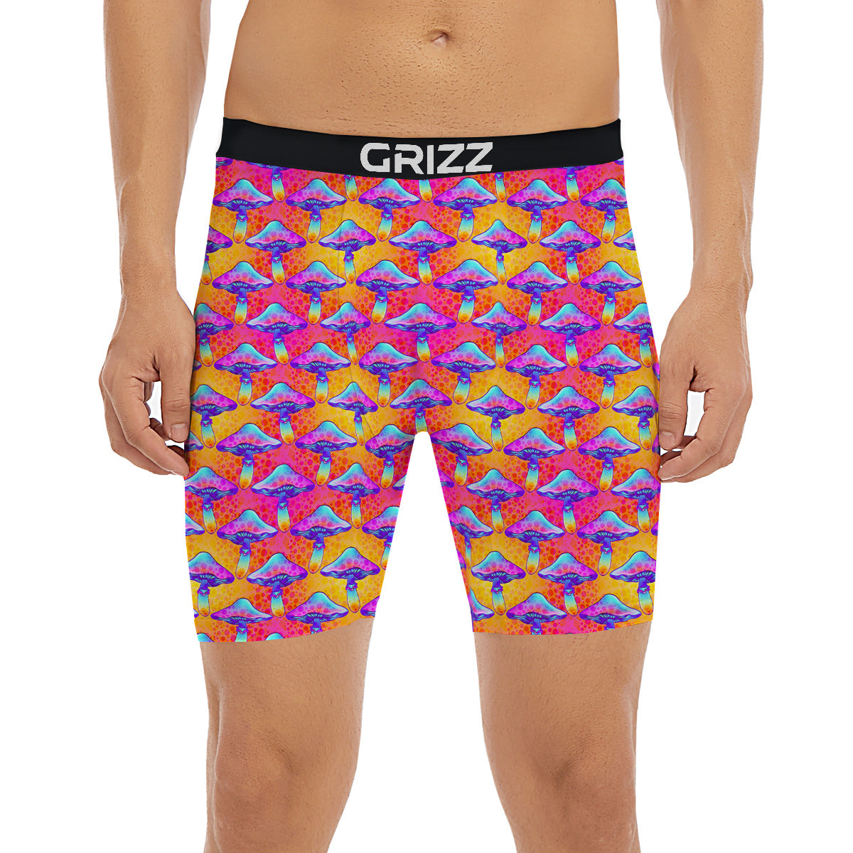 Mushroom Psychedelic Hippie Print Pattern Boxer Briefs-grizzshop