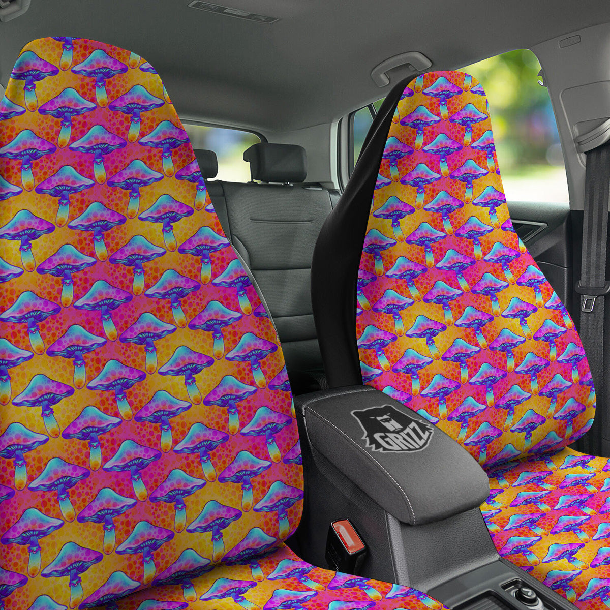 Mushroom Psychedelic Hippie Print Pattern Car Seat Covers-grizzshop