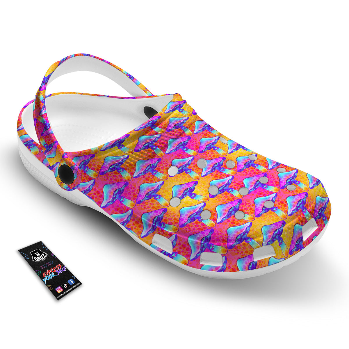 Mushroom Psychedelic Hippie Print Pattern Clog-grizzshop