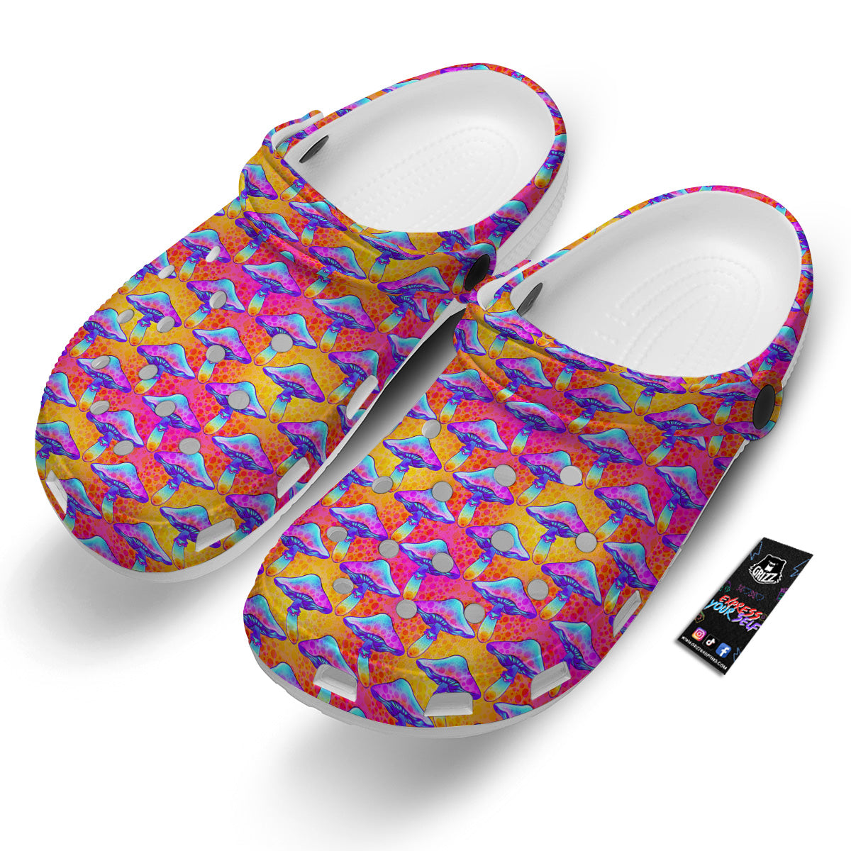 Mushroom Psychedelic Hippie Print Pattern Clog-grizzshop