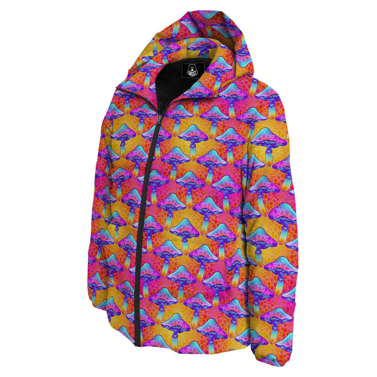 Mushroom Psychedelic Hippie Print Pattern Down Jacket-grizzshop