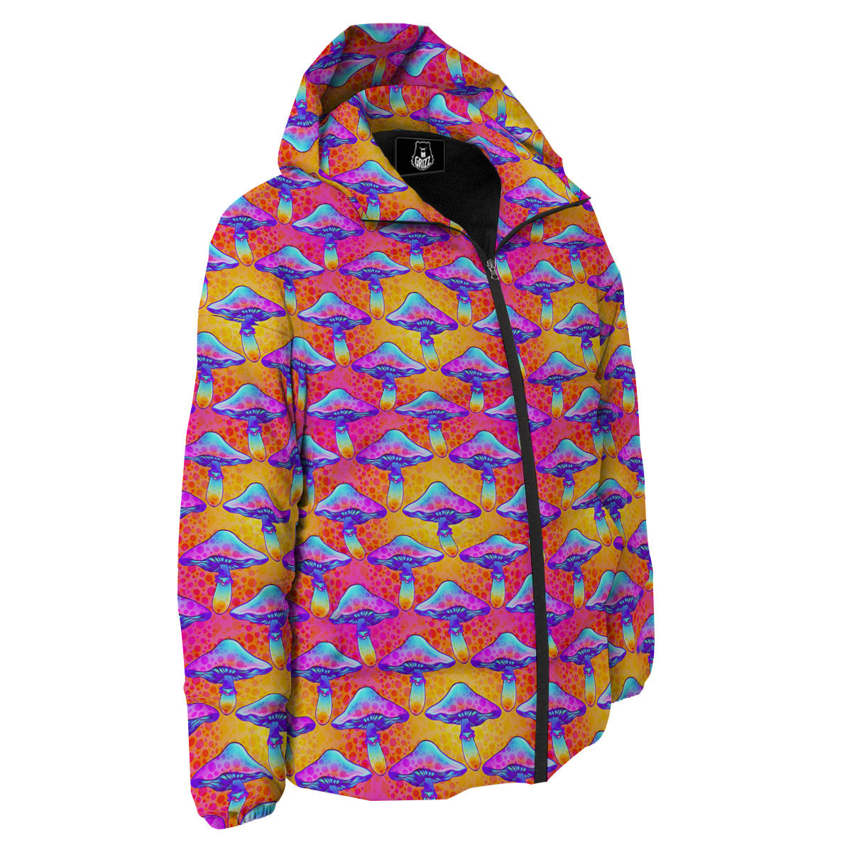 Mushroom Psychedelic Hippie Print Pattern Down Jacket-grizzshop