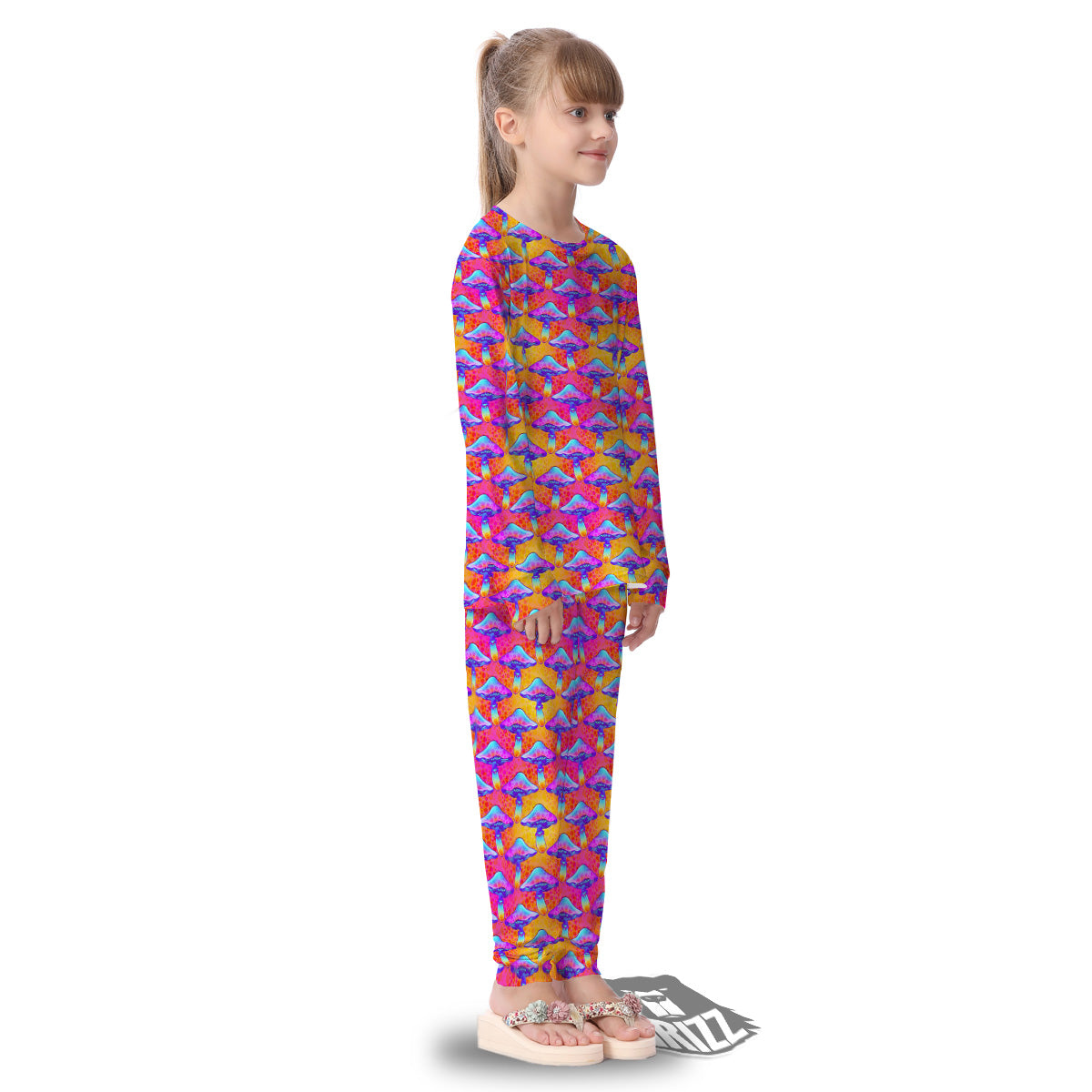 Mushroom Psychedelic Hippie Print Pattern Kid's Pajamas-grizzshop