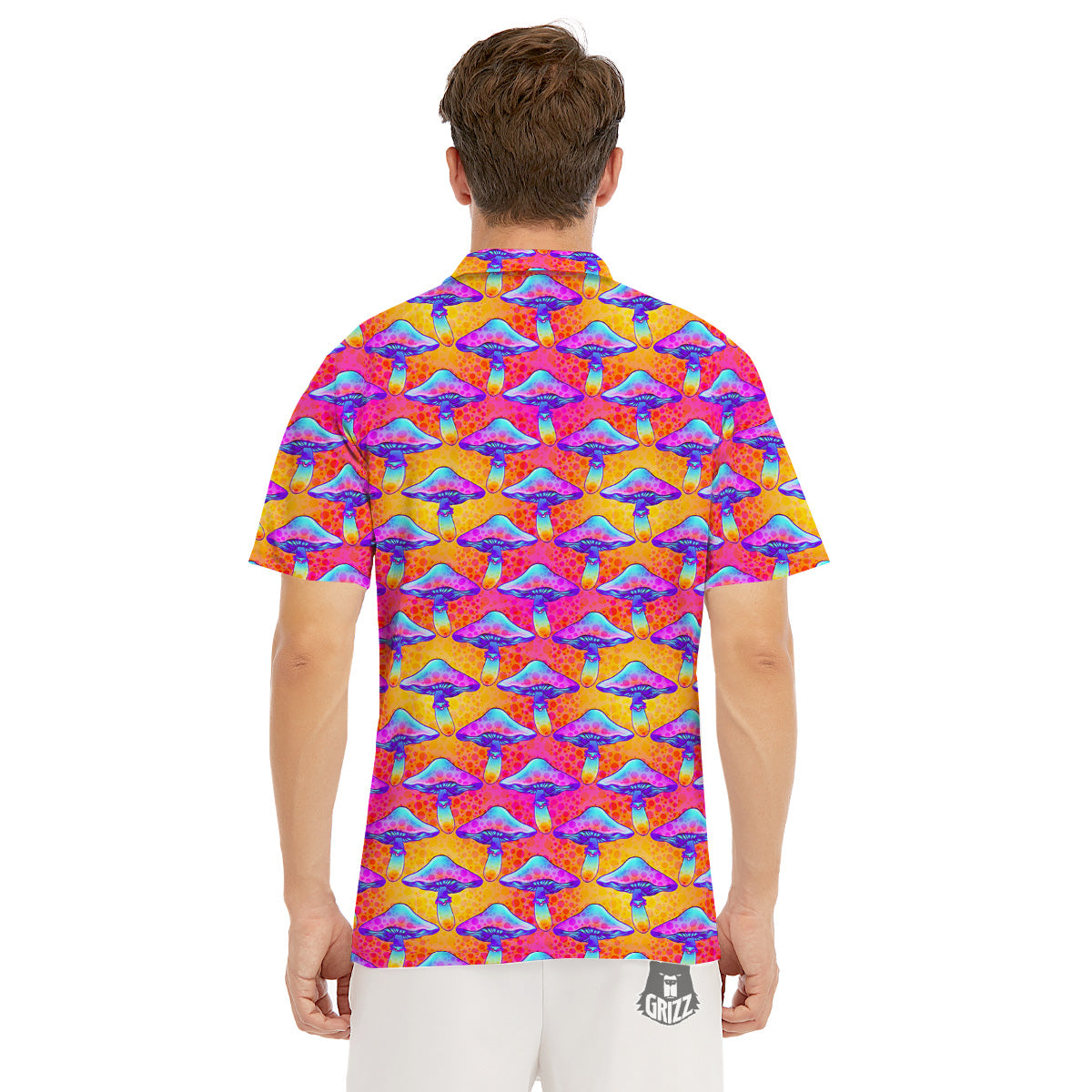 Mushroom Psychedelic Hippie Print Pattern Men's Golf Shirts-grizzshop