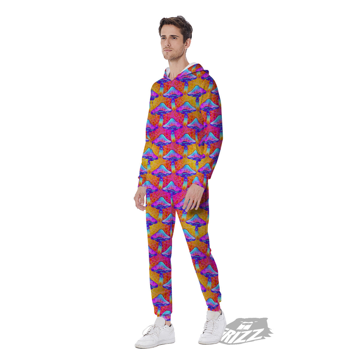 Mushroom Psychedelic Hippie Print Pattern Men's Jumpsuit-grizzshop