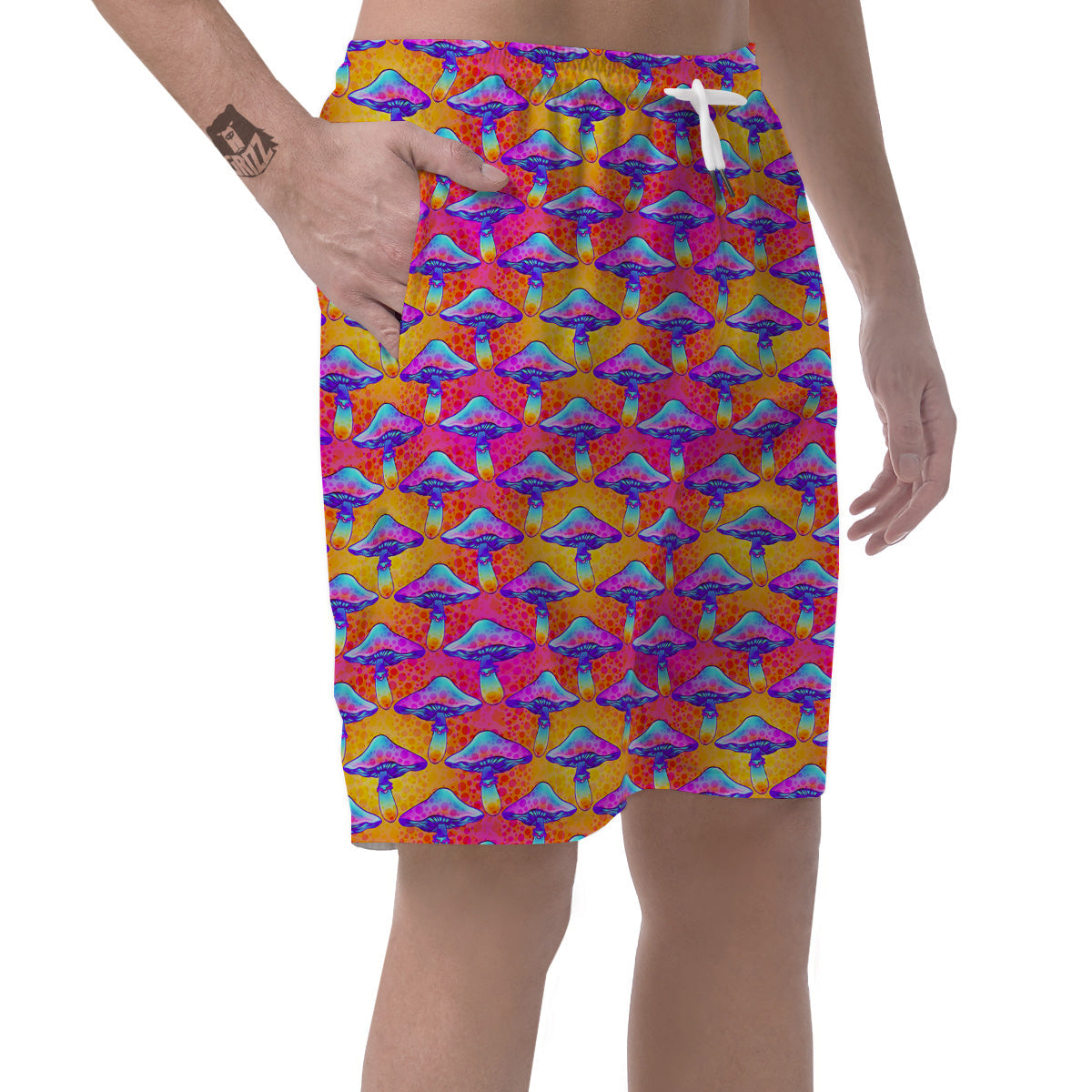 Mushroom Psychedelic Hippie Print Pattern Men's Shorts-grizzshop