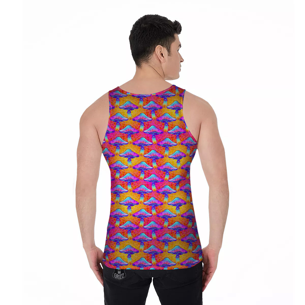 Mushroom Psychedelic Hippie Print Pattern Men's Tank Top-grizzshop