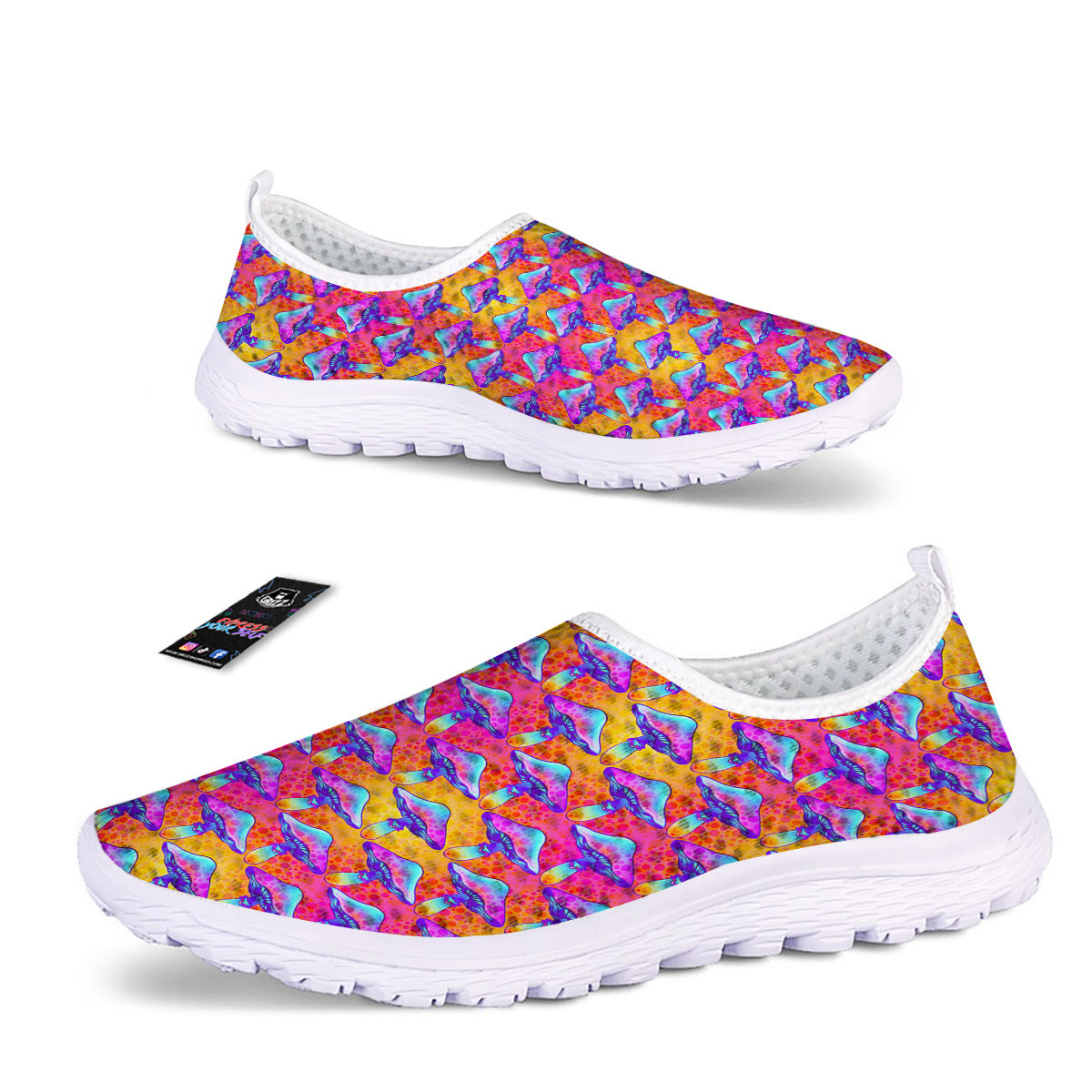 Mushroom Psychedelic Hippie Print Pattern Nurse Shoes-grizzshop