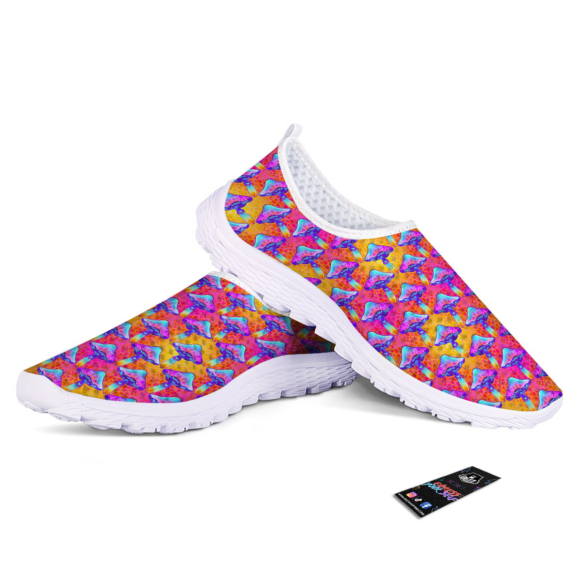 Mushroom Psychedelic Hippie Print Pattern Nurse Shoes-grizzshop