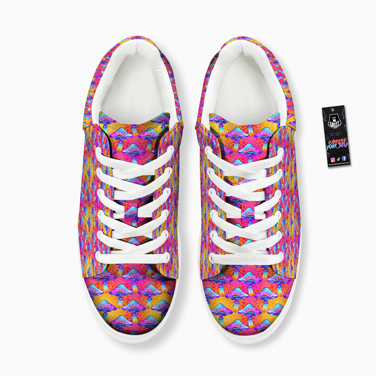 Mushroom Psychedelic Hippie Print Pattern Platform Shoes-grizzshop