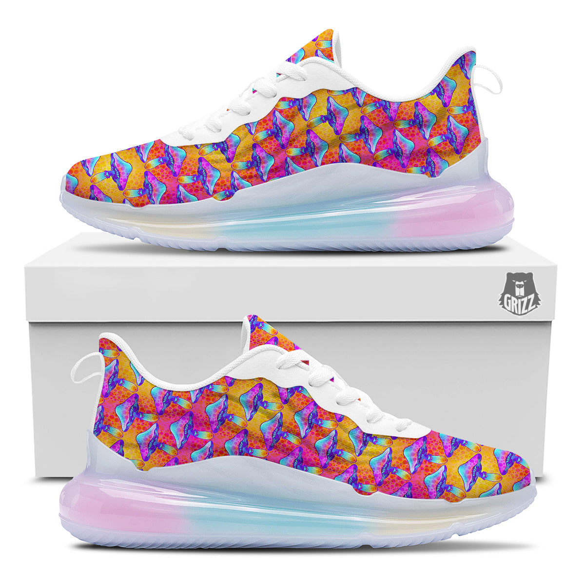 Mushroom Psychedelic Hippie Print Pattern Running Sneakers-grizzshop