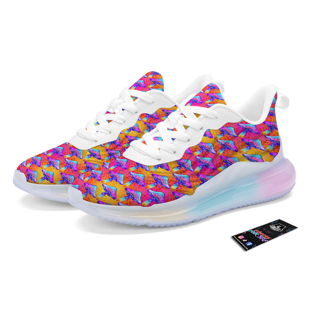 Mushroom Psychedelic Hippie Print Pattern Running Sneakers-grizzshop