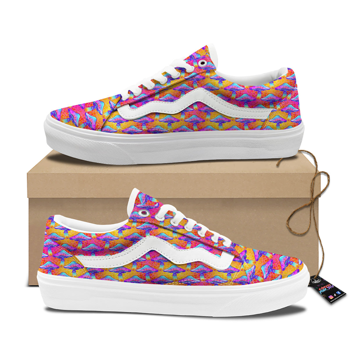 Mushroom Psychedelic Hippie Print Pattern Skate Shoes-grizzshop