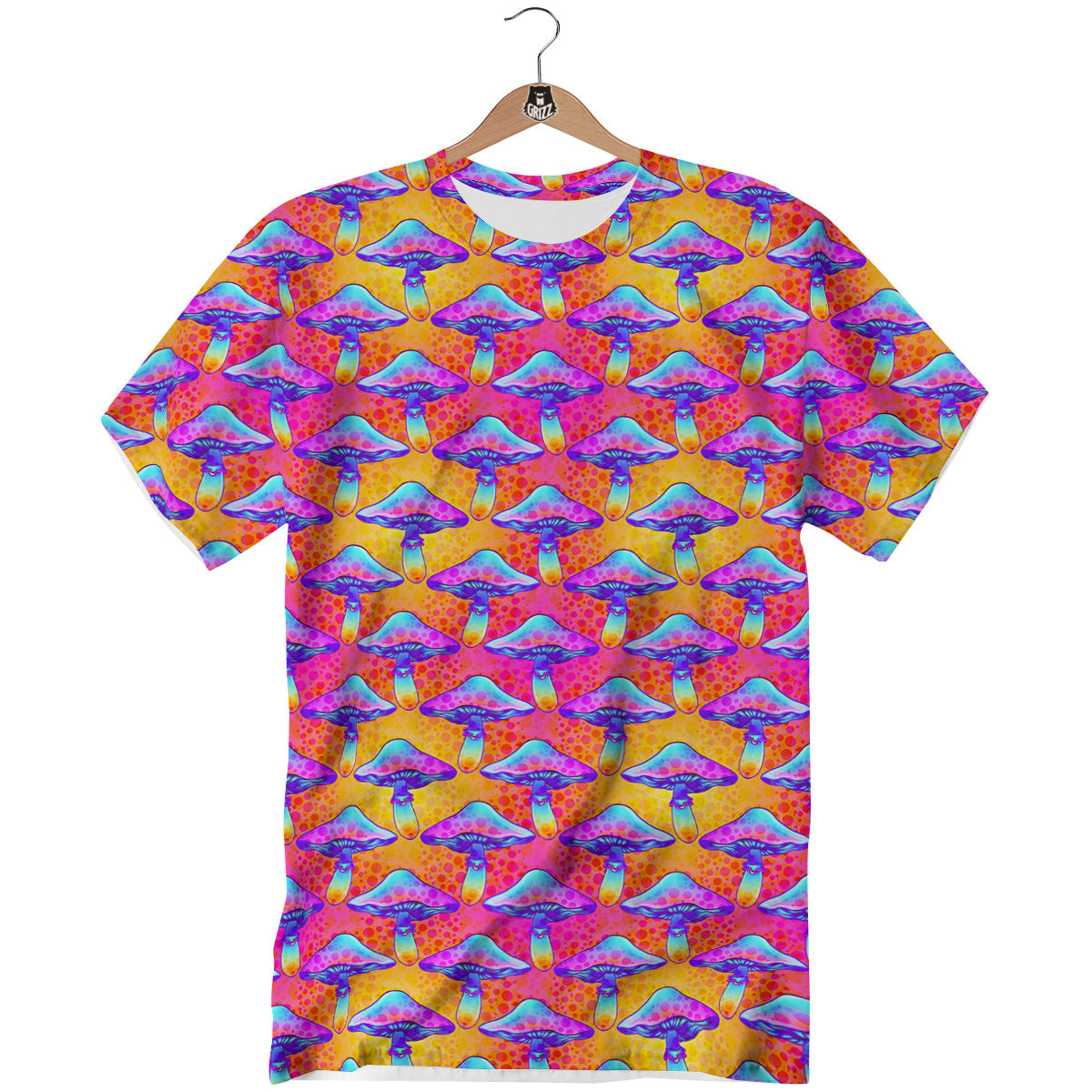 Mushroom Psychedelic Hippie Print Pattern T-Shirt-grizzshop