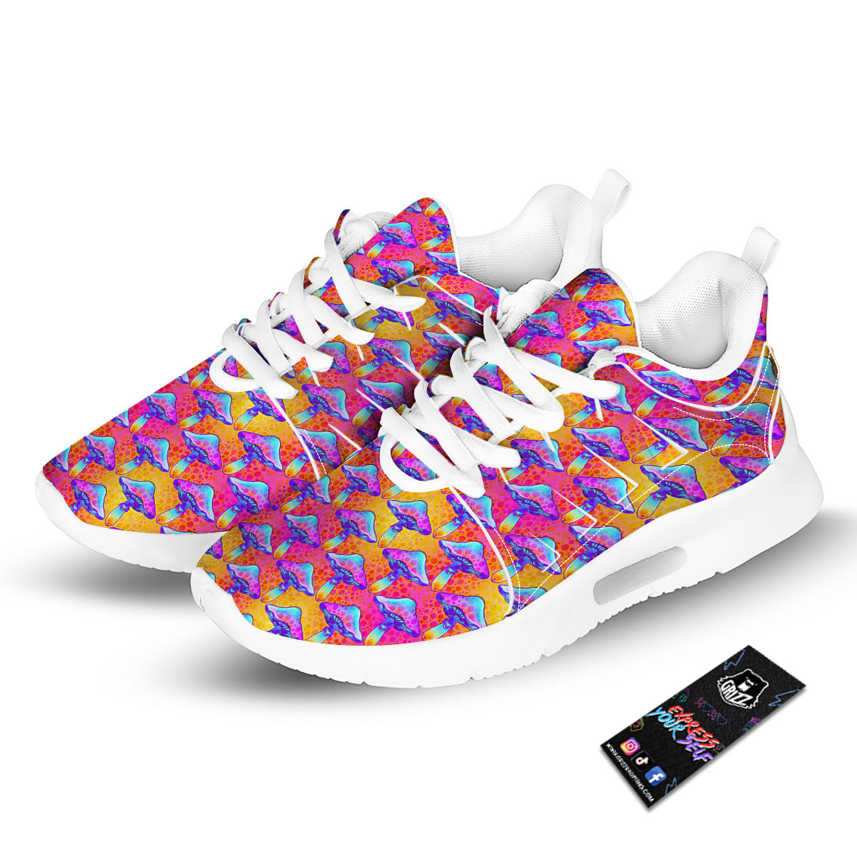 Mushroom Psychedelic Hippie Print Pattern Tennis Shoes-grizzshop
