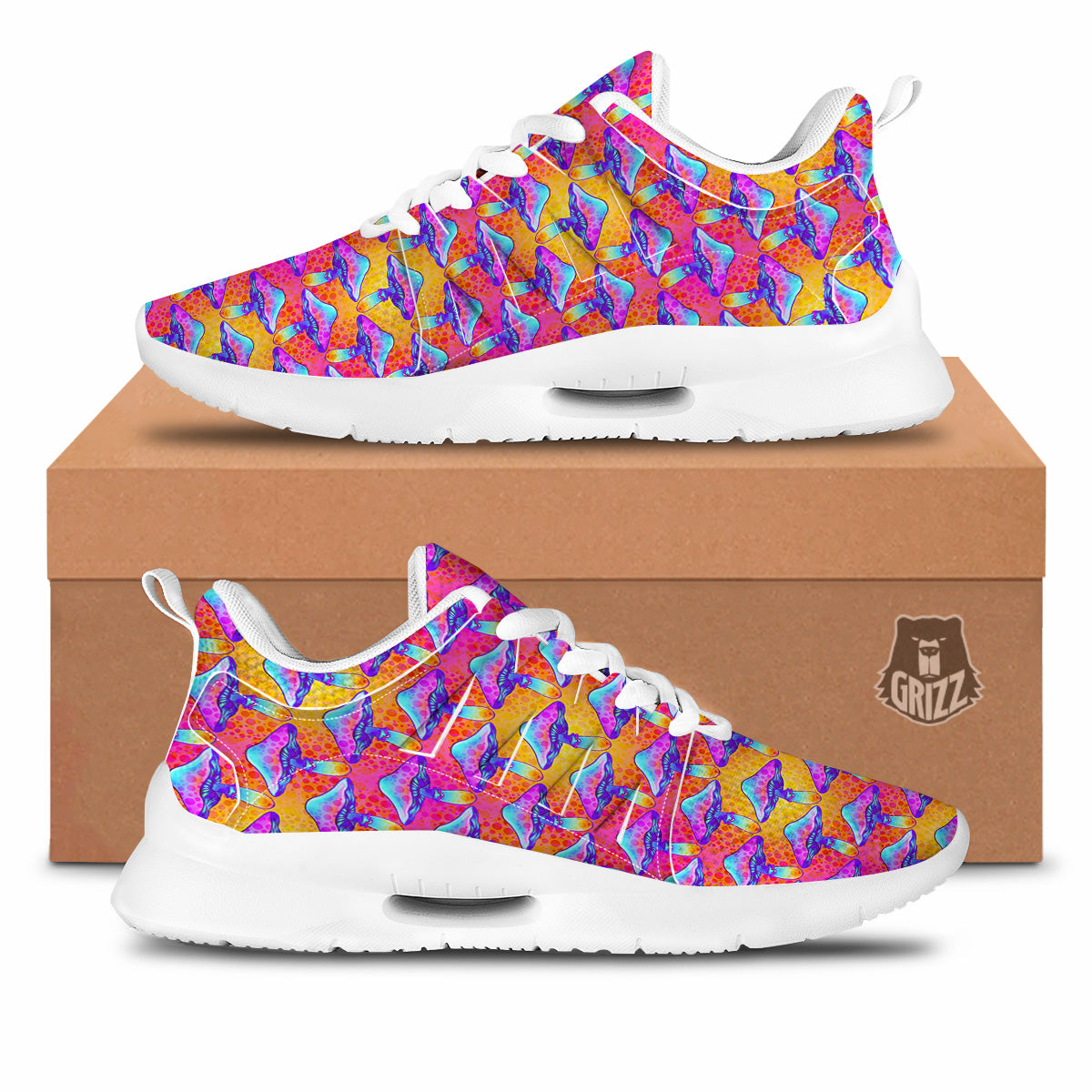 Mushroom Psychedelic Hippie Print Pattern Tennis Shoes-grizzshop