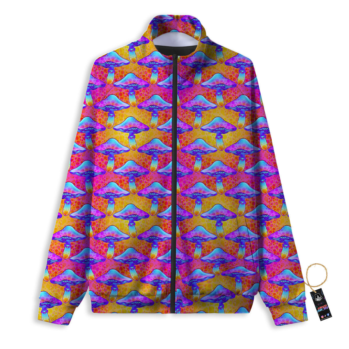 Mushroom Psychedelic Hippie Print Pattern Track Jacket-grizzshop