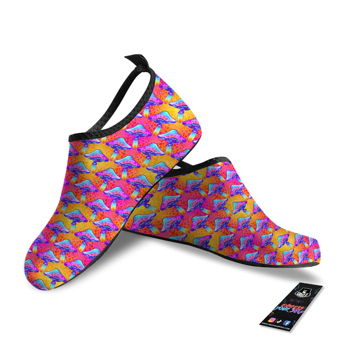 Mushroom Psychedelic Hippie Print Pattern Water Shoes-grizzshop