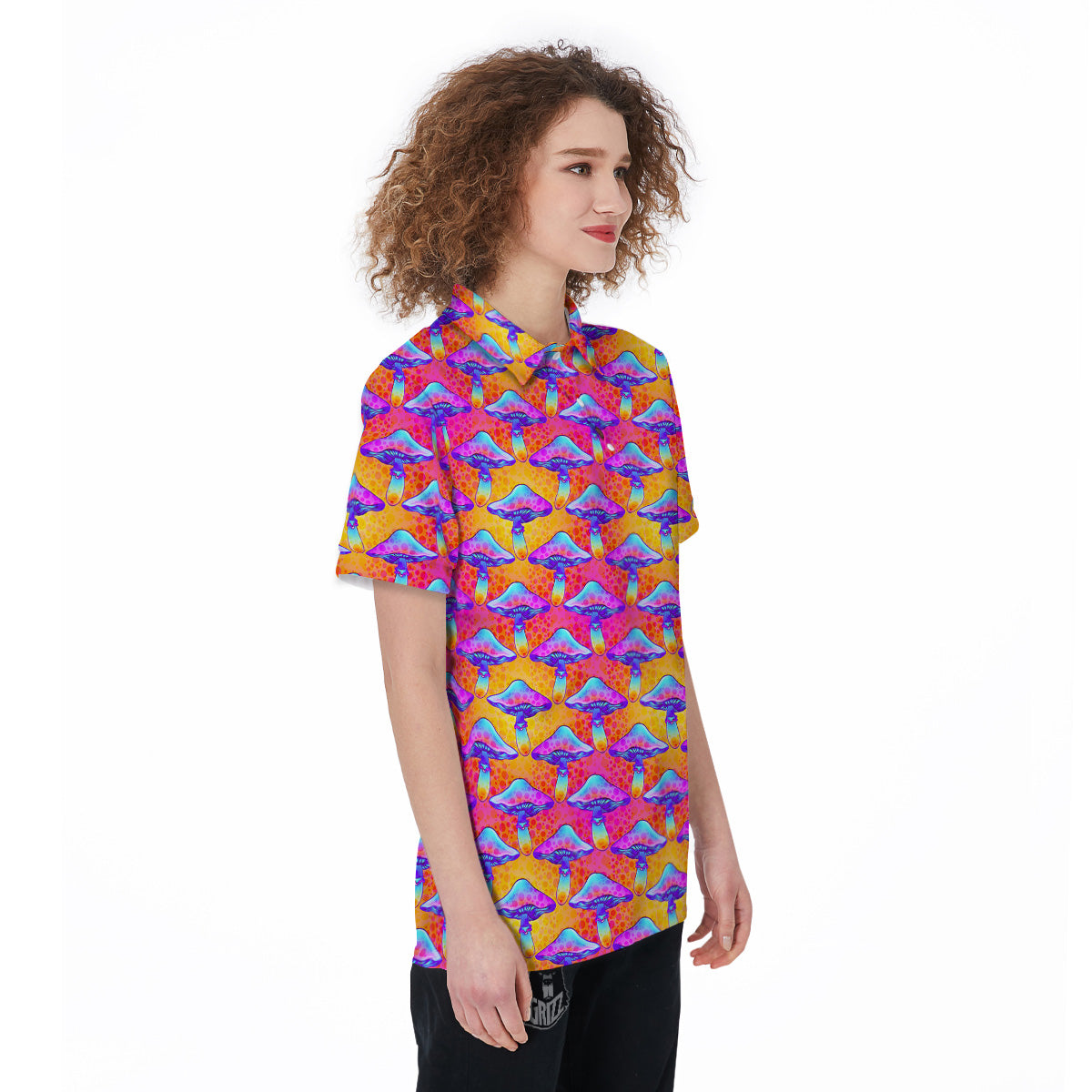 Mushroom Psychedelic Hippie Print Pattern Women's Golf Shirts-grizzshop