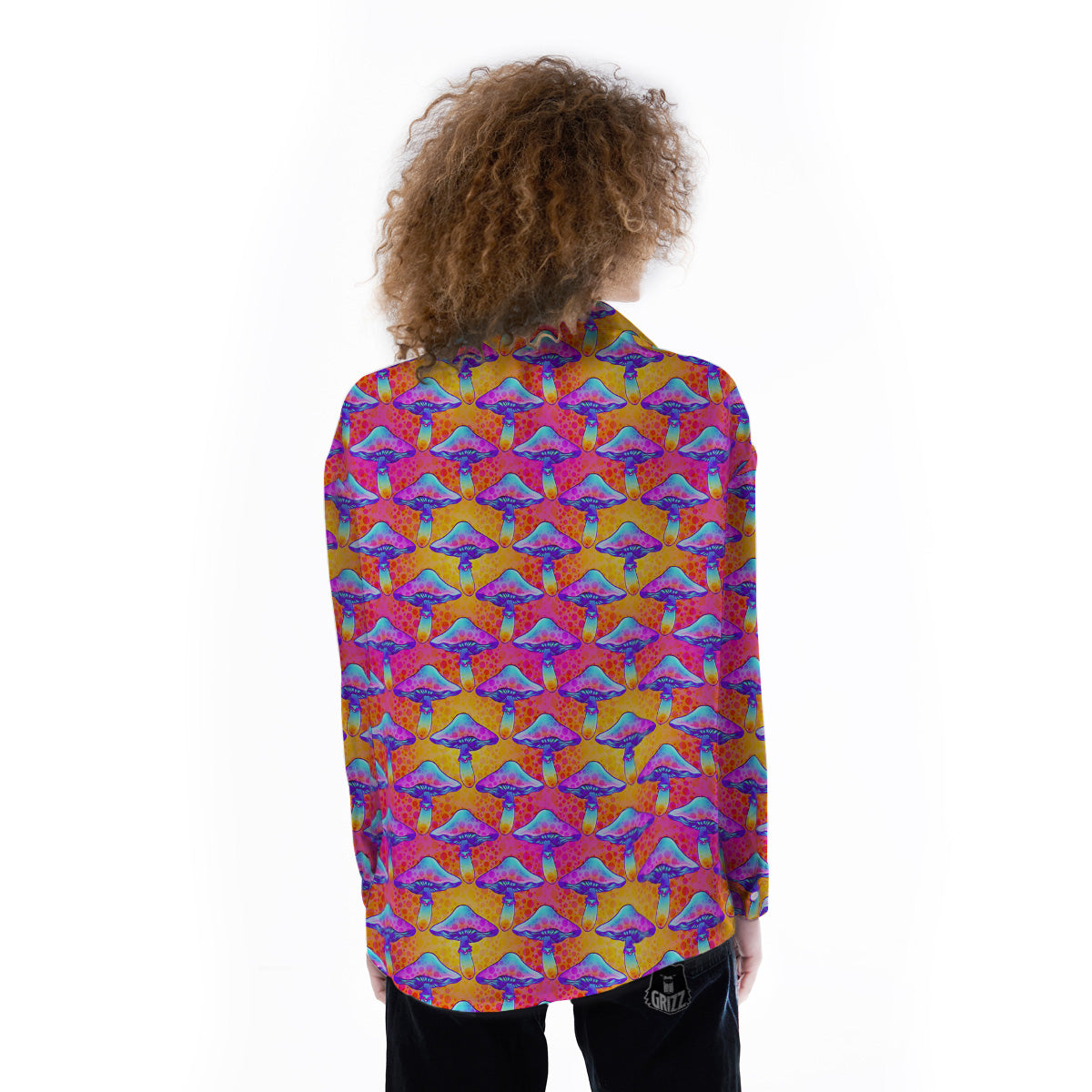 Mushroom Psychedelic Hippie Print Pattern Women's Long Sleeve Shirts-grizzshop