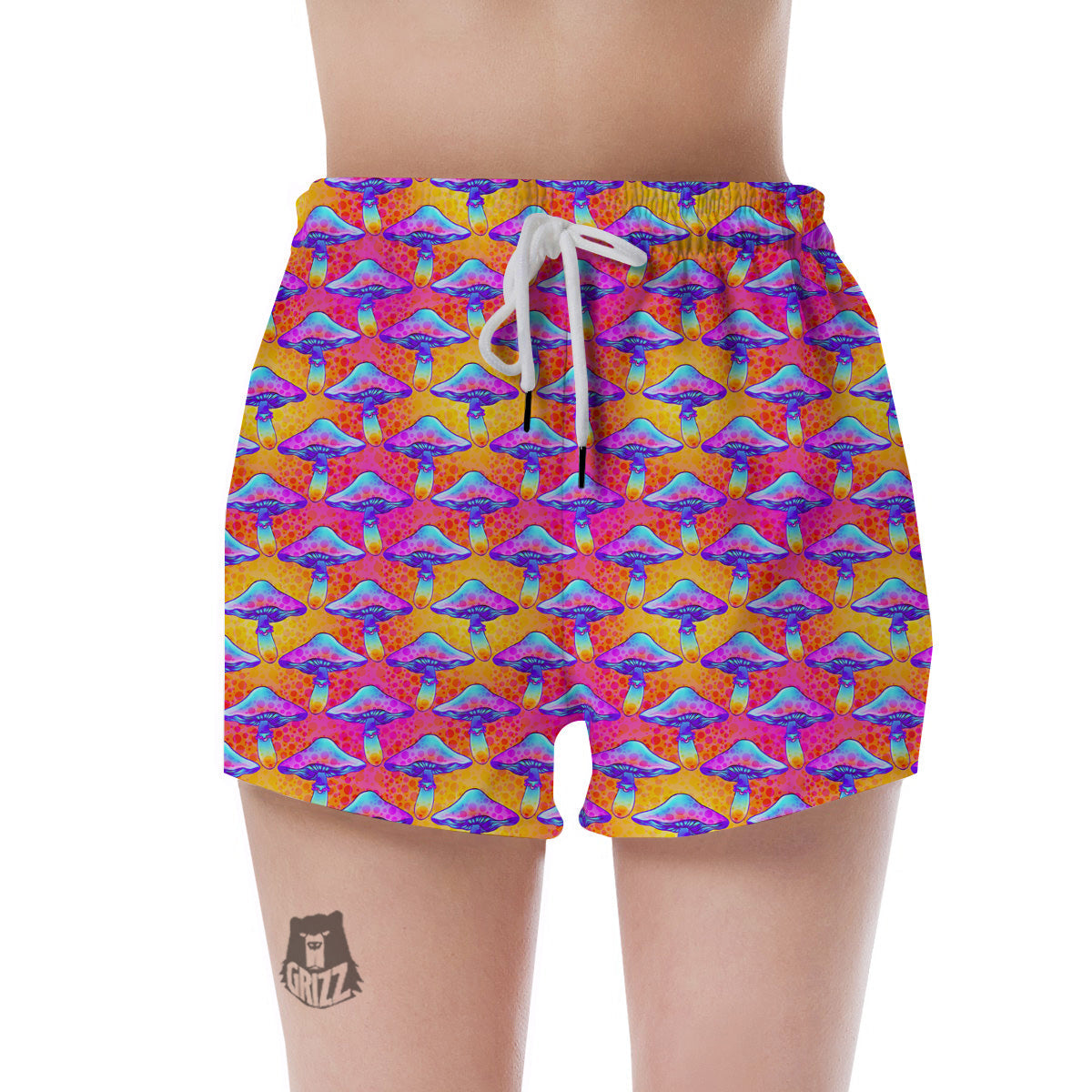 Mushroom Psychedelic Hippie Print Pattern Women's Shorts-grizzshop