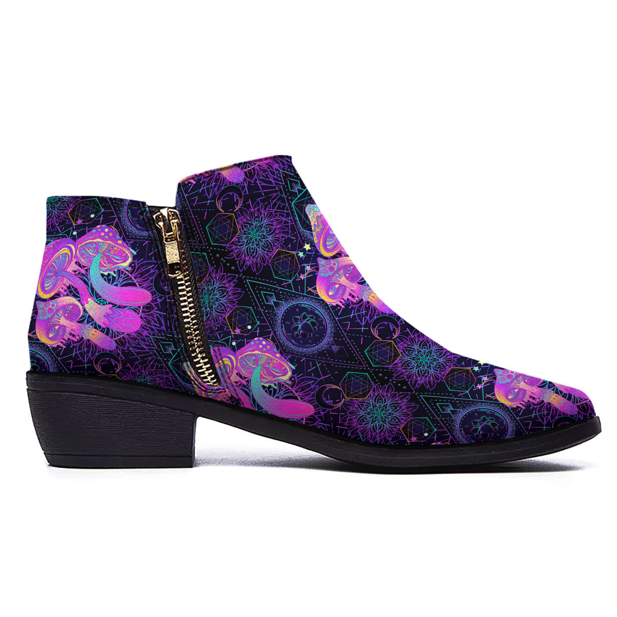 Mushroom Psychedelic Print Pattern Ankle Boots-grizzshop