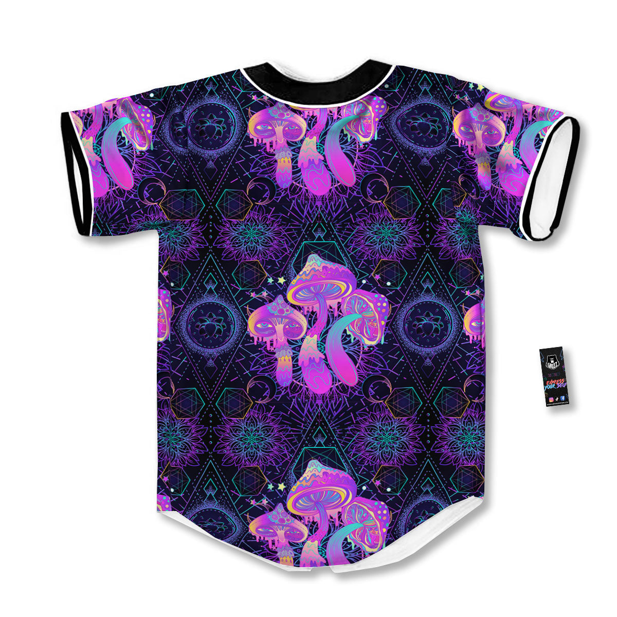 Mushroom Psychedelic Print Pattern Baseball Jersey-grizzshop
