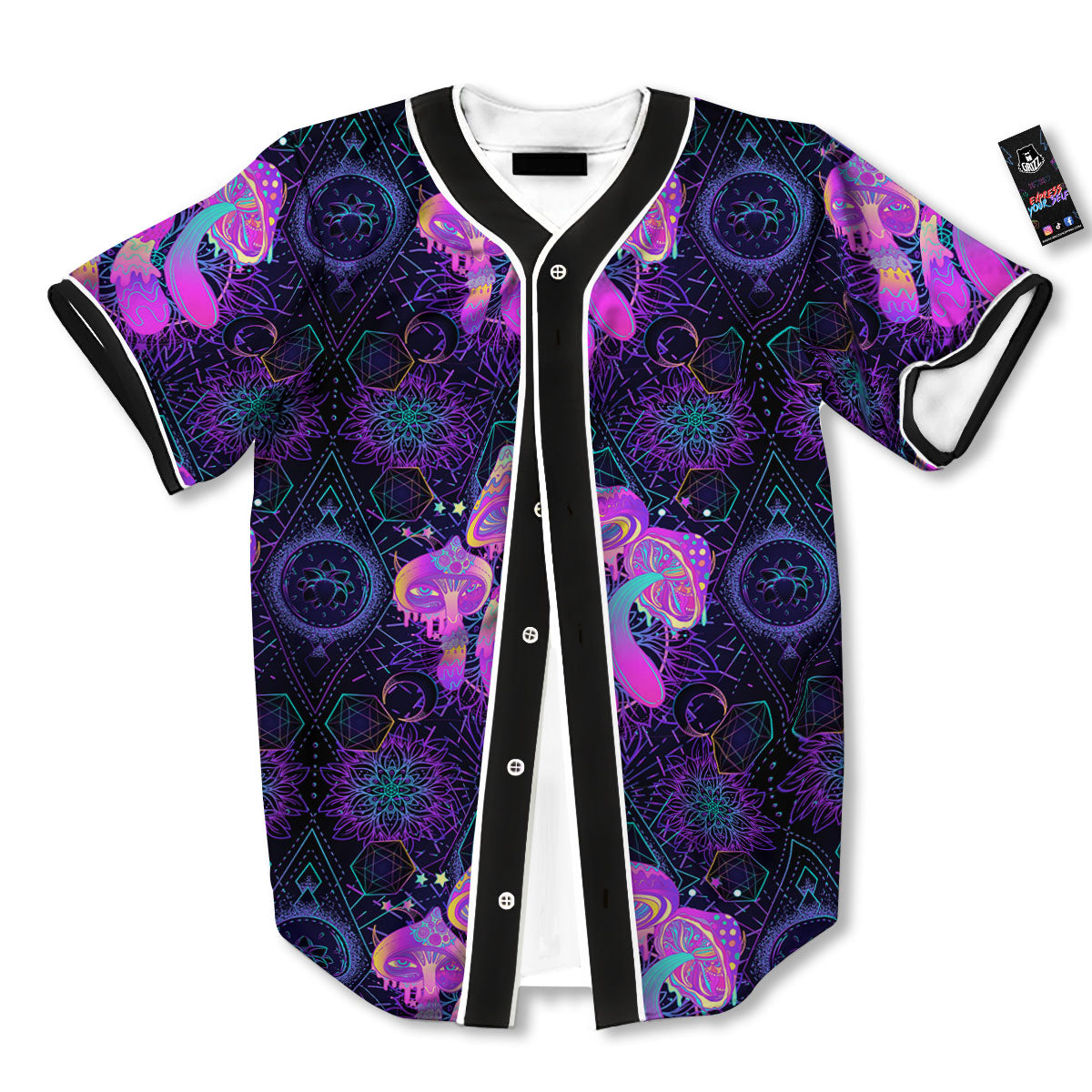 Mushroom Psychedelic Print Pattern Baseball Jersey-grizzshop